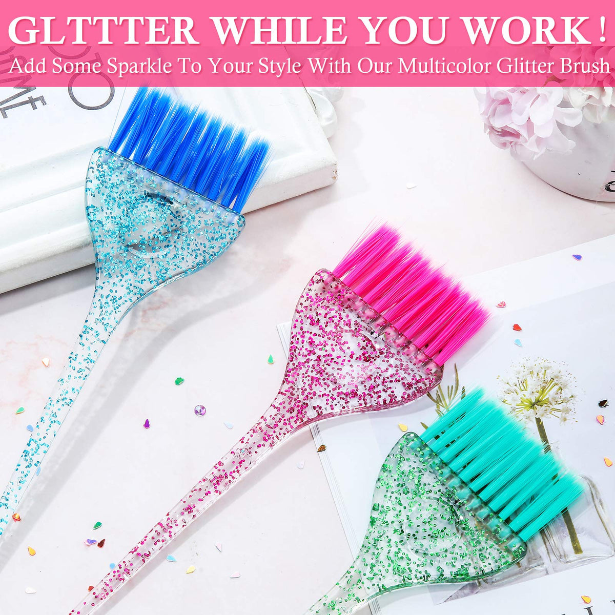 Multicolor hair tint applicator brushes for salon and home use