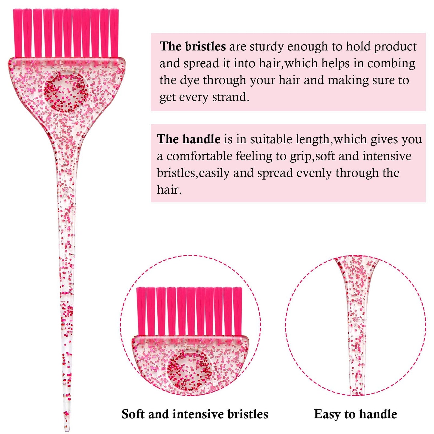 Pointed tail sectioning hair dye brushes in pink green and blue