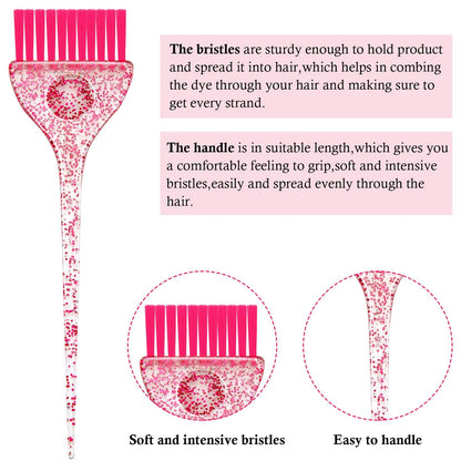 Pointed tail sectioning hair dye brushes in pink green and blue