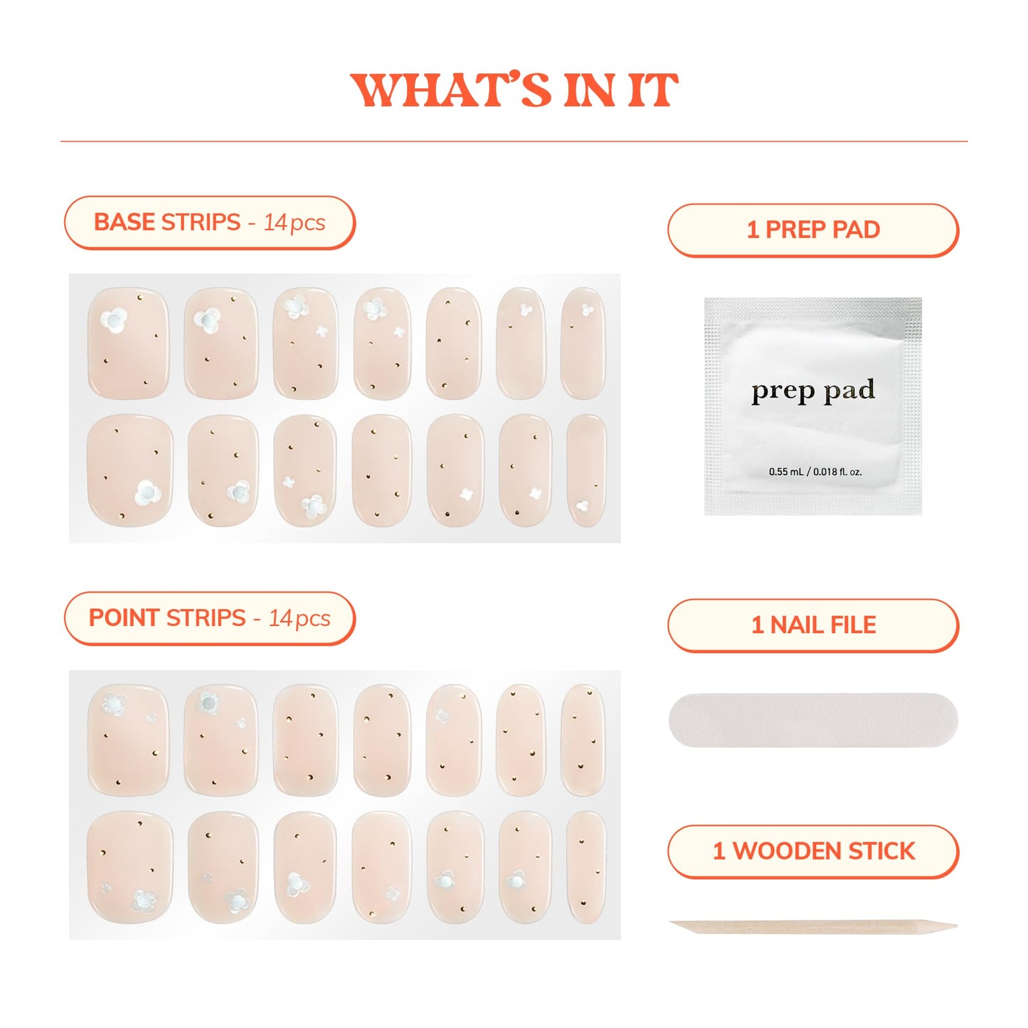 Close up of Heyhae semi cured gel nail strips applied on fingernails