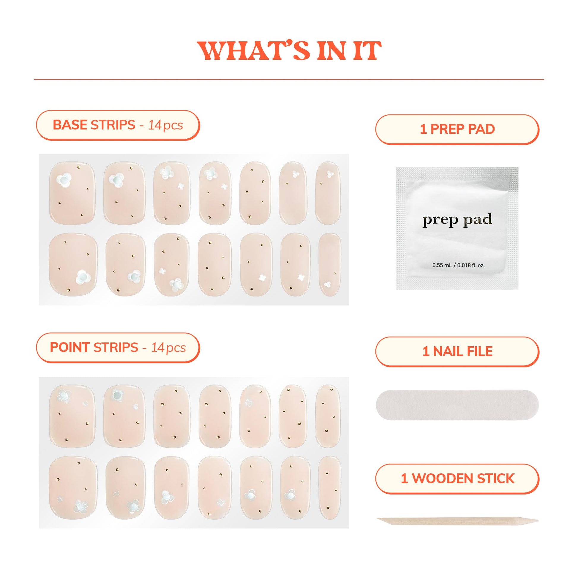 Close up of Heyhae semi cured gel nail strips applied on fingernails
