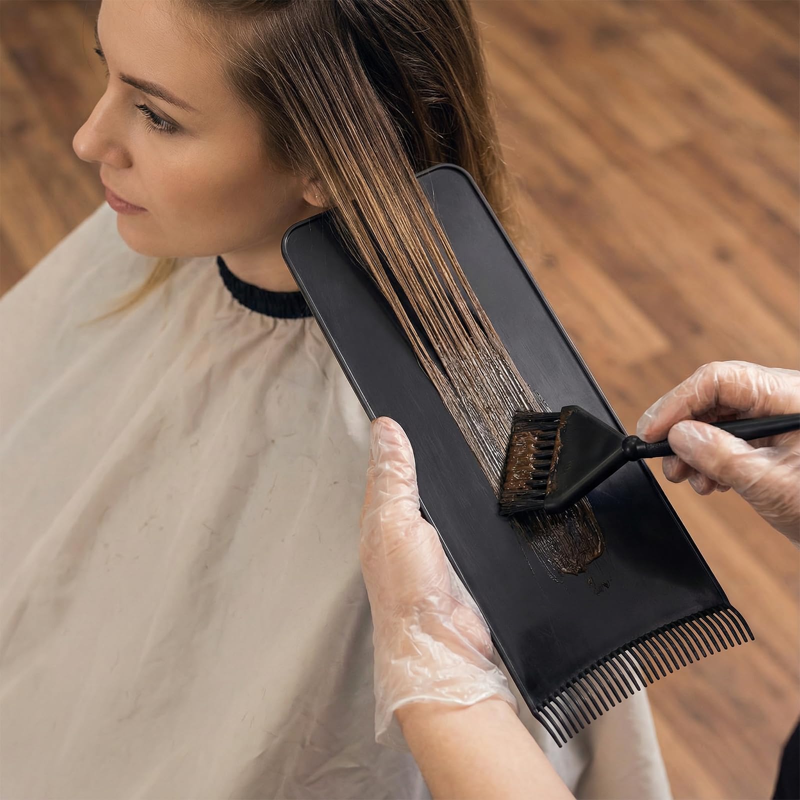 Ergonomic black balayage board for precise hair highlights
