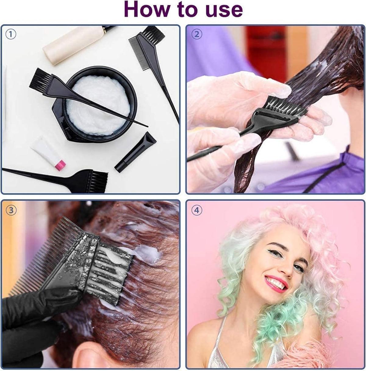 Myynti ergonomic long handle hair dye brushes for salon and home