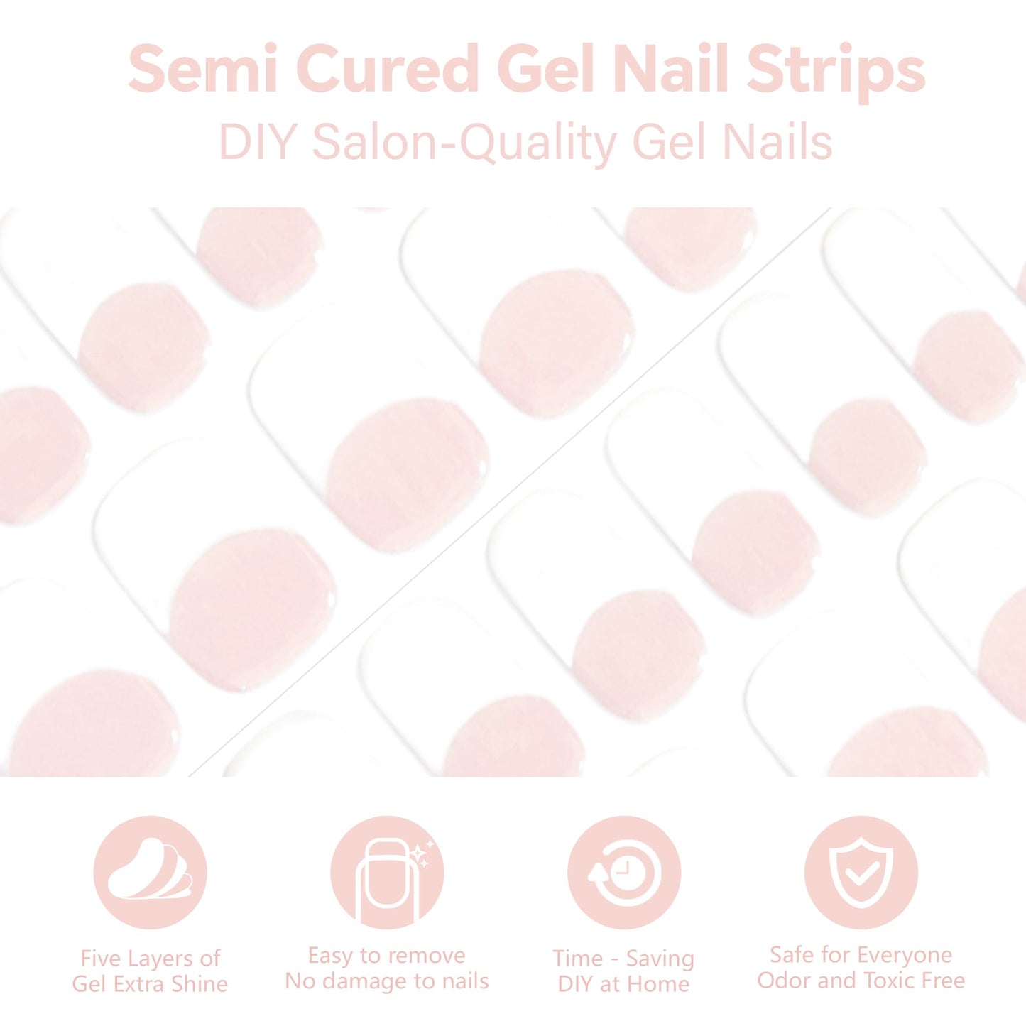 Close up of cream beige semi cured gel nail stickers