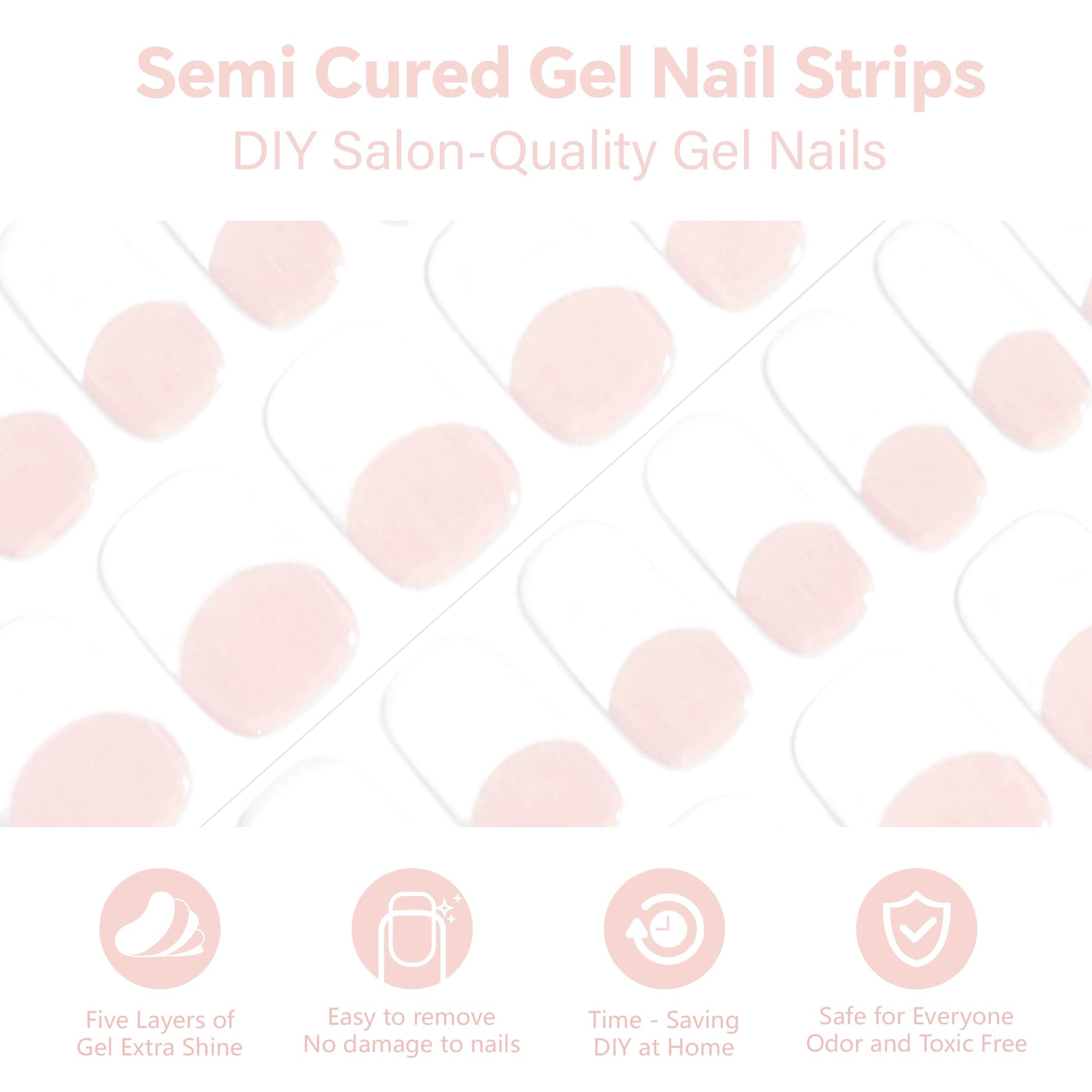 Close up of cream beige semi cured gel nail stickers