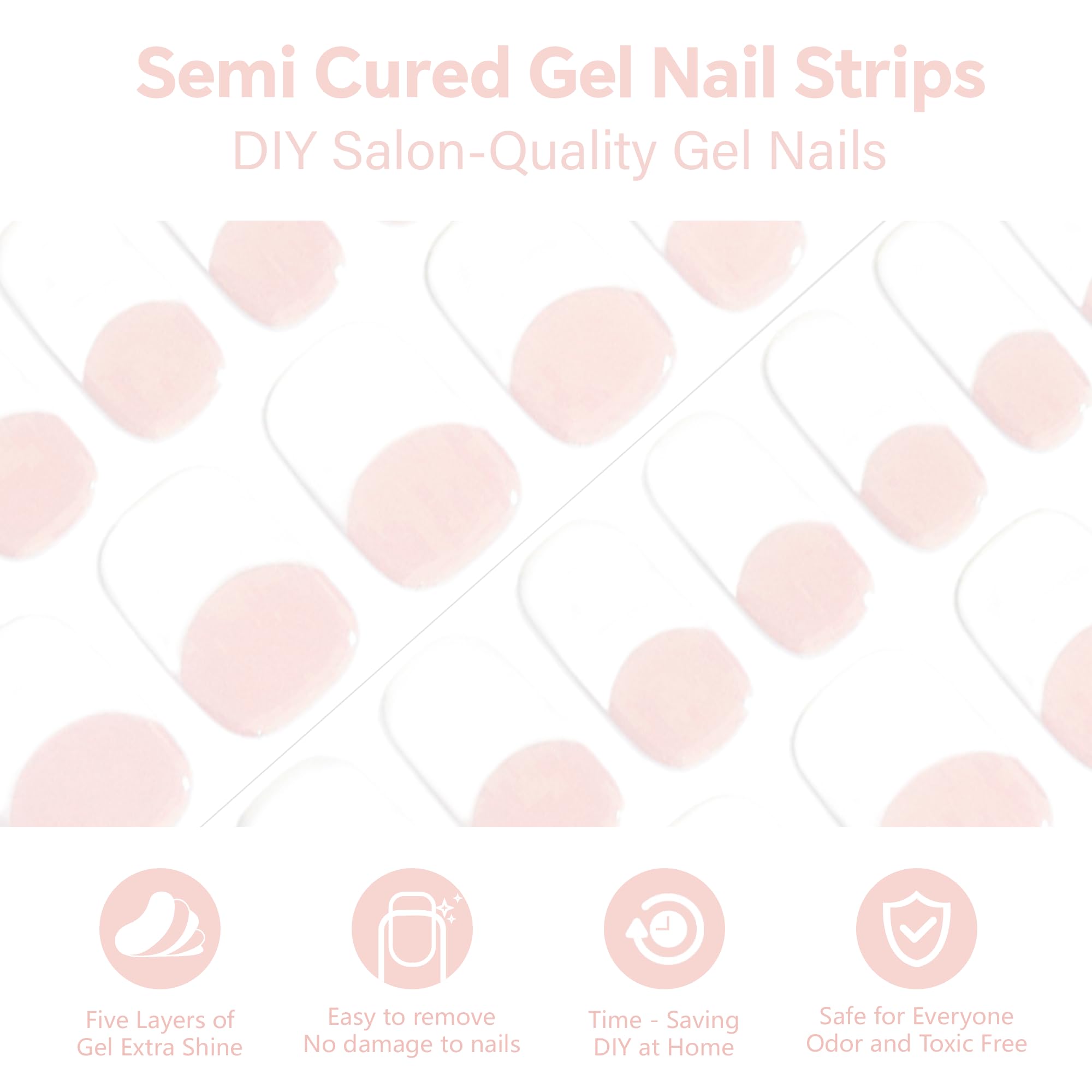 Close up of cream beige semi cured gel nail stickers