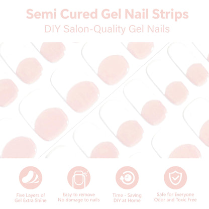 Close up of cream beige semi cured gel nail stickers