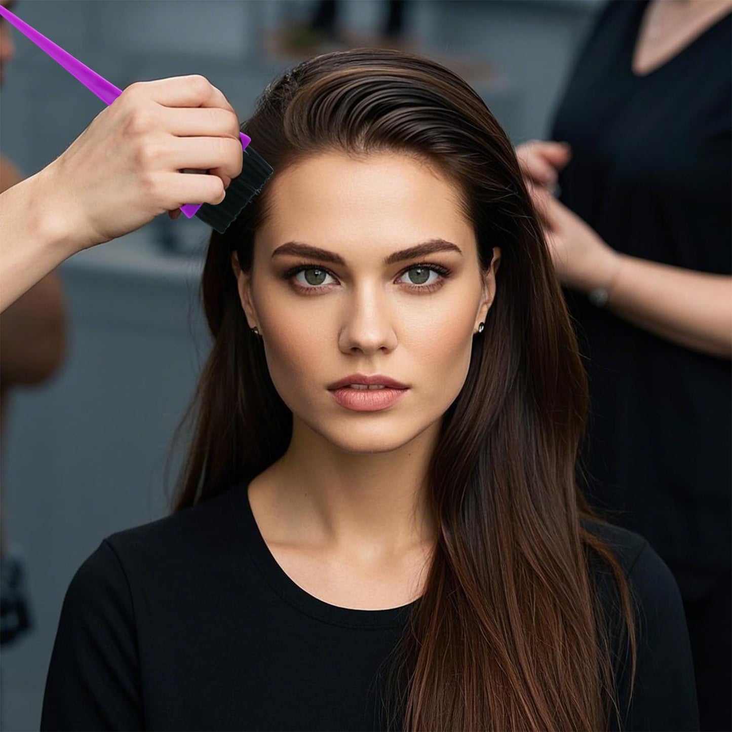 Collection of hair coloring applicator tools for home DIY