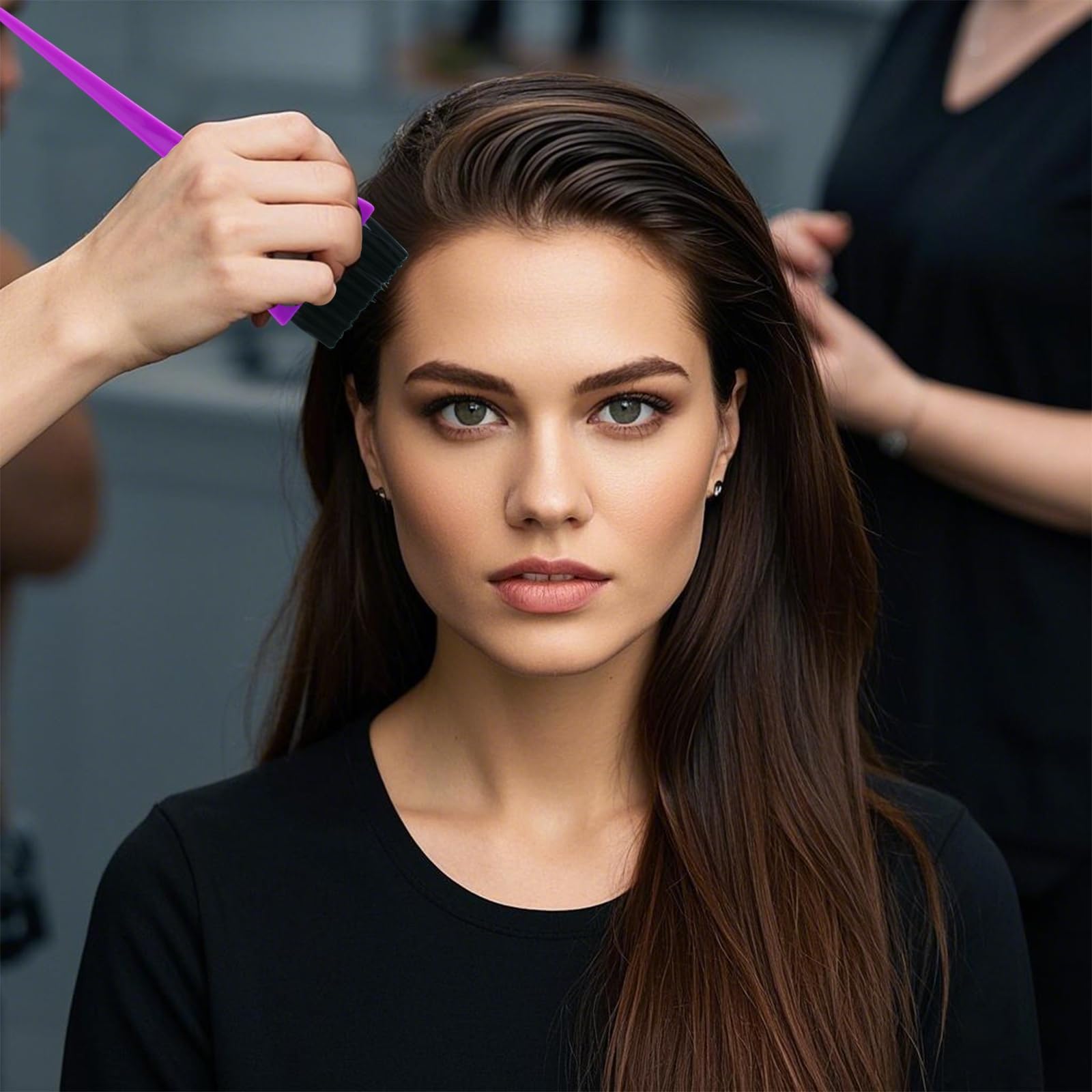 Collection of hair coloring applicator tools for home DIY