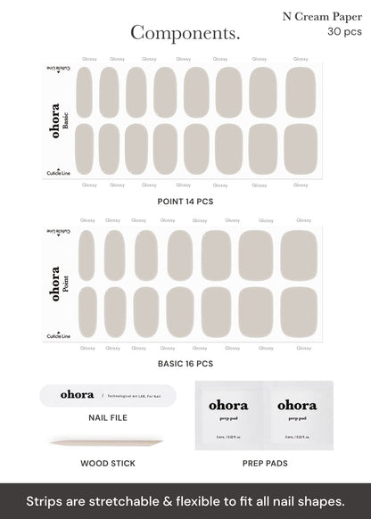 Application process of Ohora gel nail strips with wooden stick