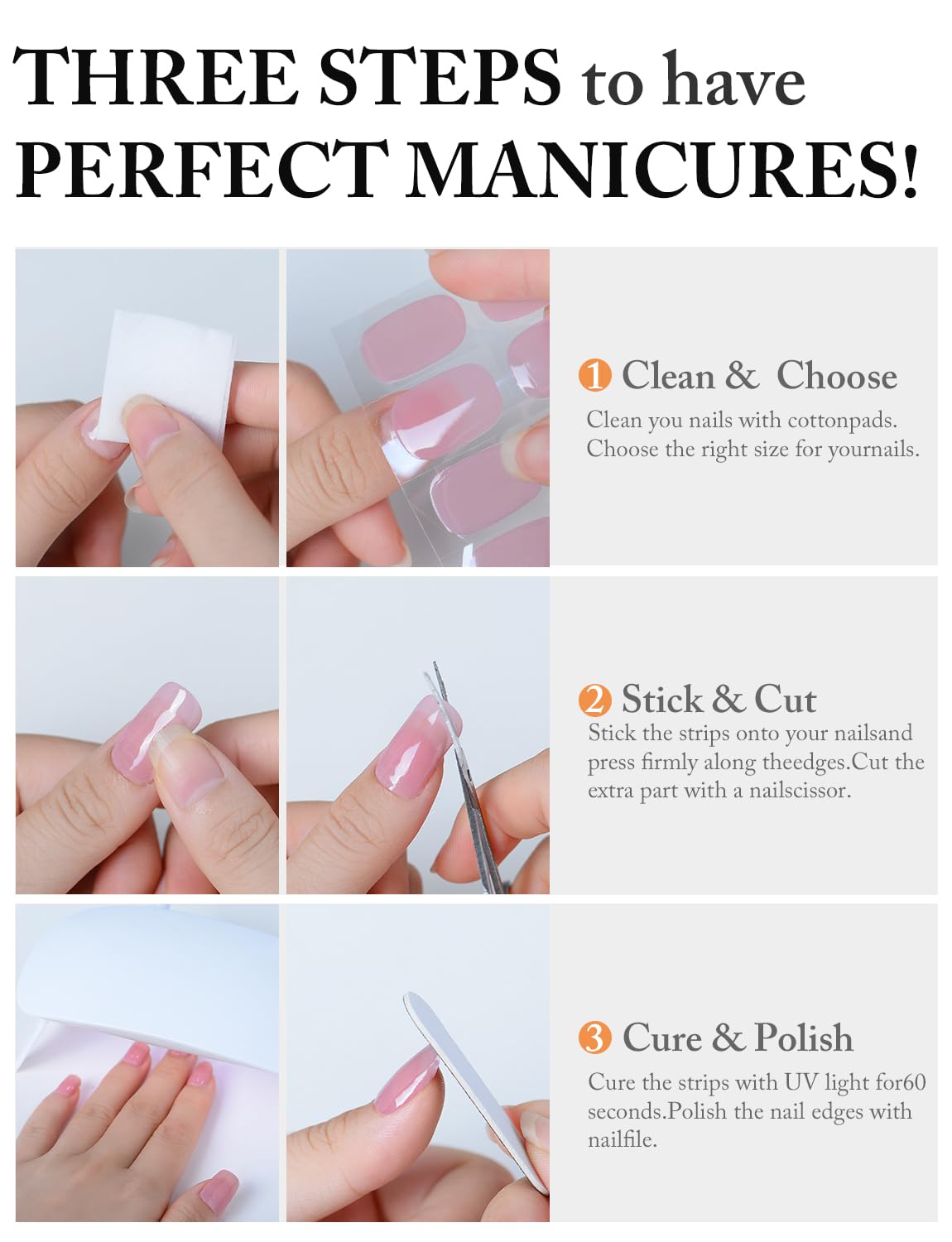 Top view of salon quality gel nail art stickers