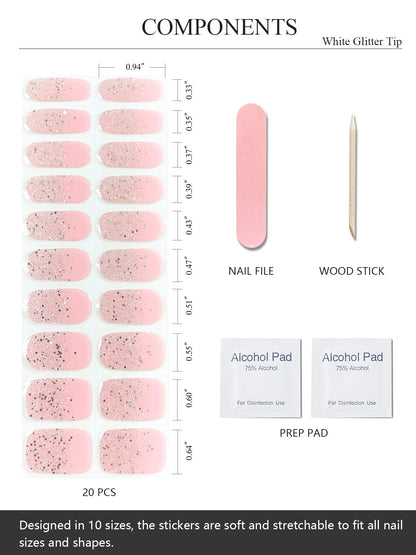 Close up of 20 piece semi-cured gel nail stickers