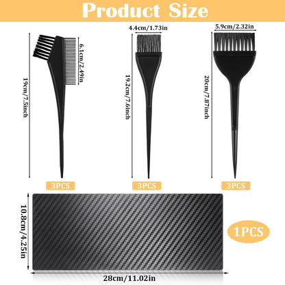 Close up of professional hair color applicator brushes and combs