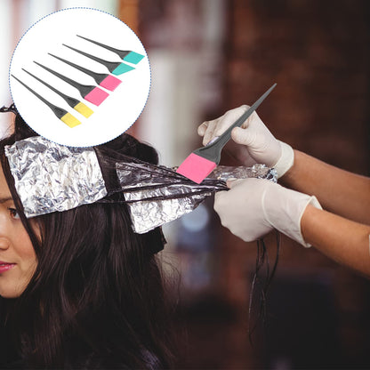Close up of silicone hair coloring brush bristles