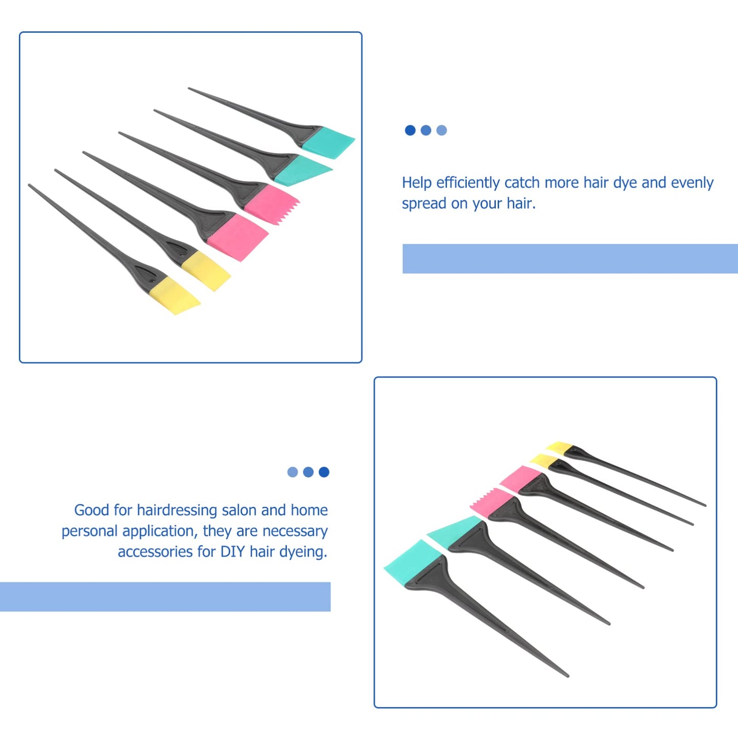 Professional salon hair tinting brush set in vibrant colors