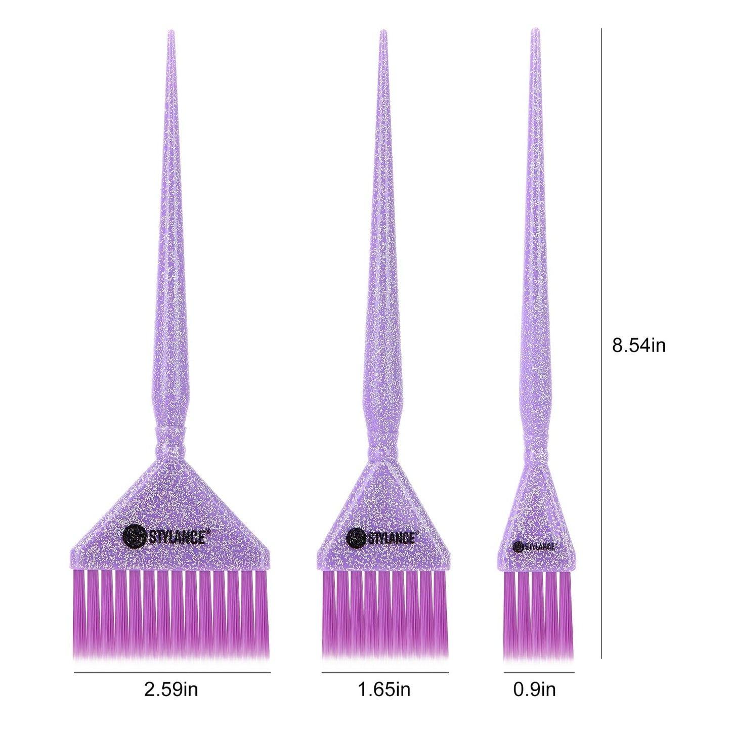 Close up view of professional purple nylon bristles on Stylance hair brushes.