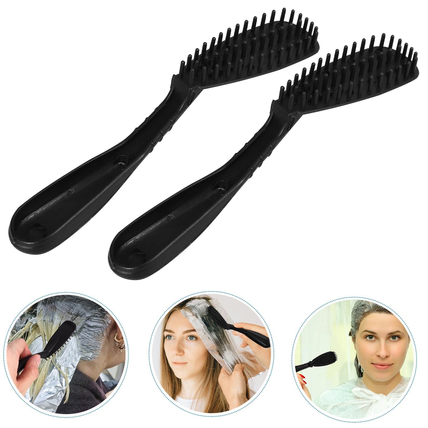 Black hair dye applicator brushes and combs set
