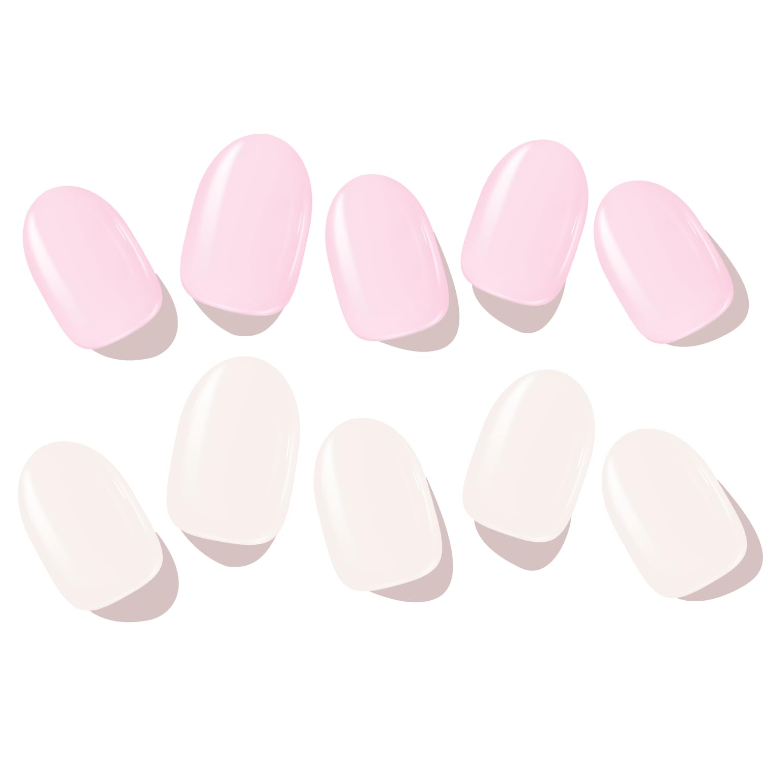 Close up of Modelones crystal clear gel nail stickers on fingernails
