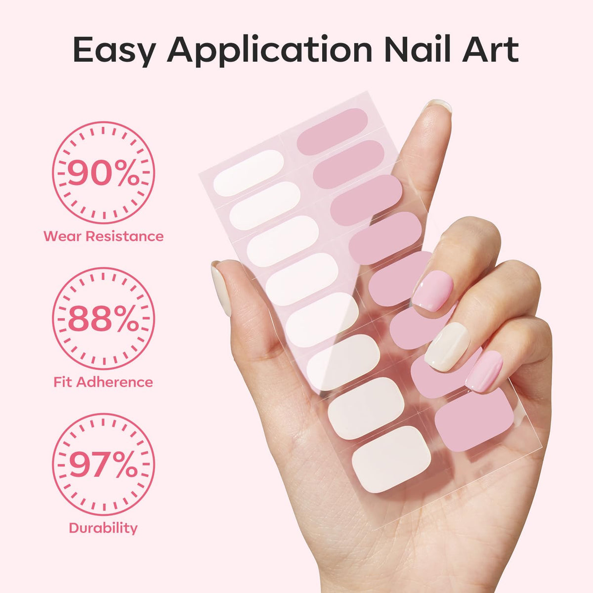Long lasting nude pink gel nail art finished look