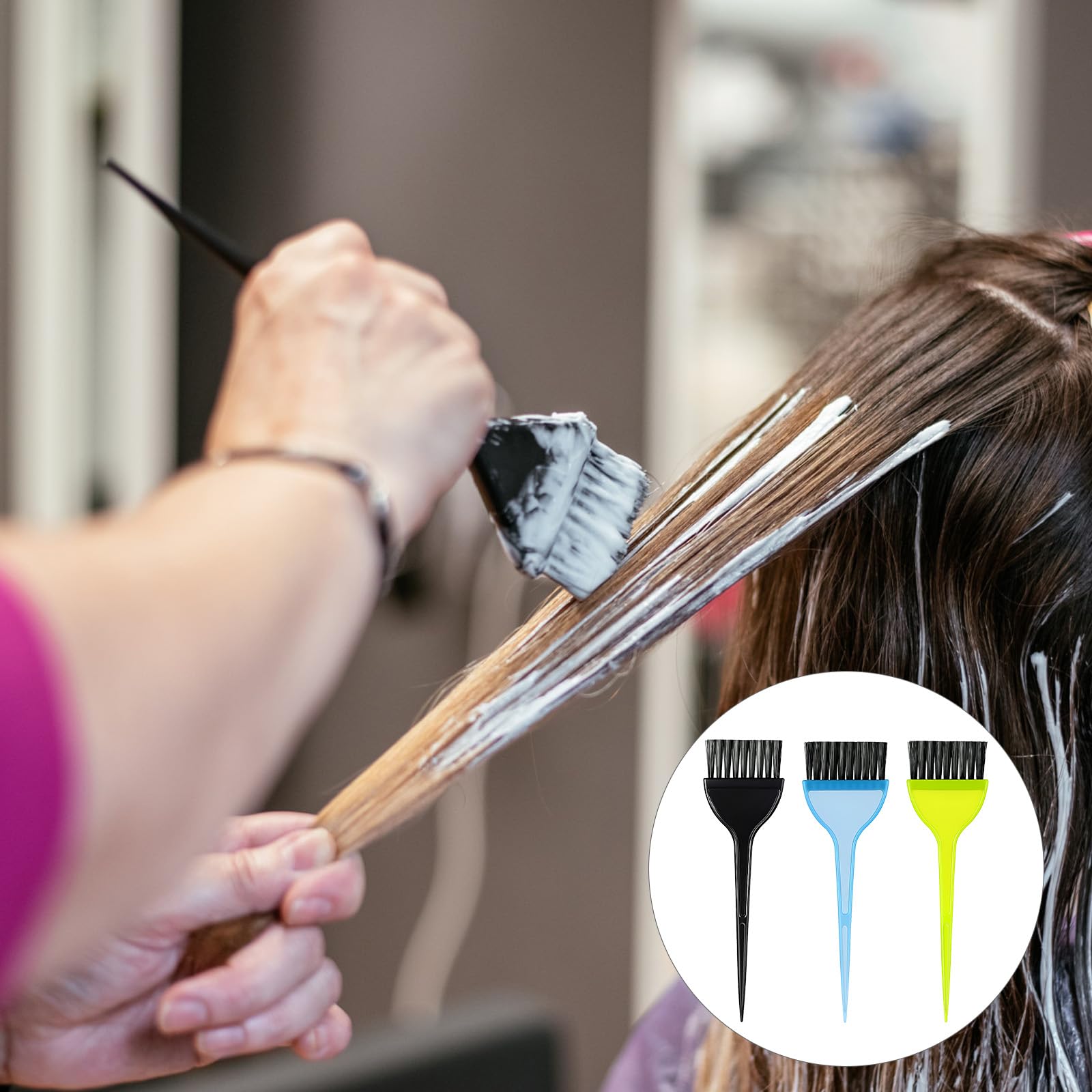 Side profile showing ergonomic handle of hair tinting brush