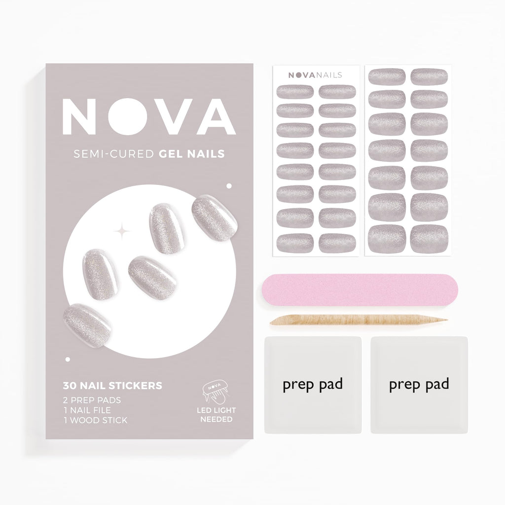 Nova Nails gel nail strips close-up showing velvet cat-eye texture