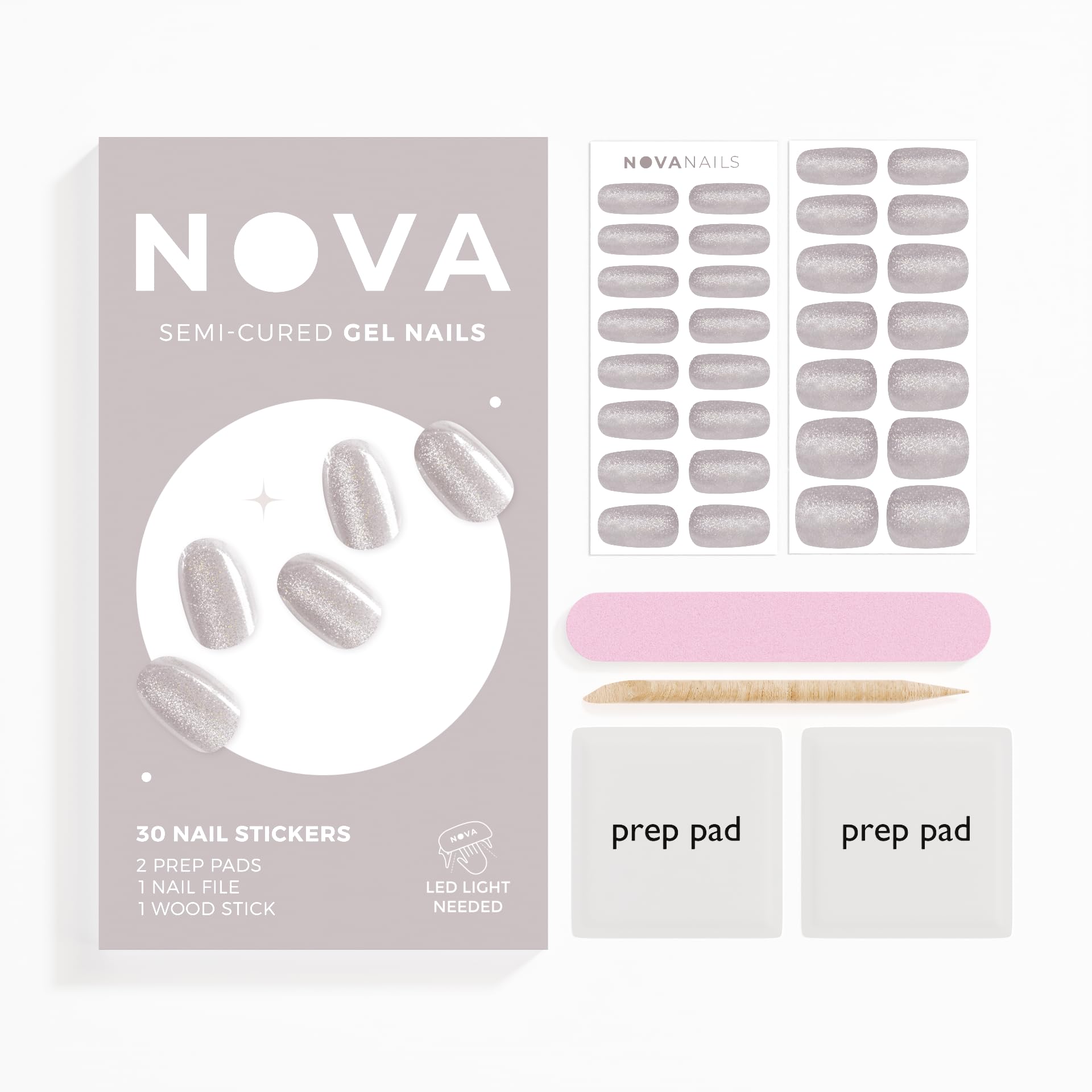 Model showing finished cat-eye manicure using Nova Nails strips