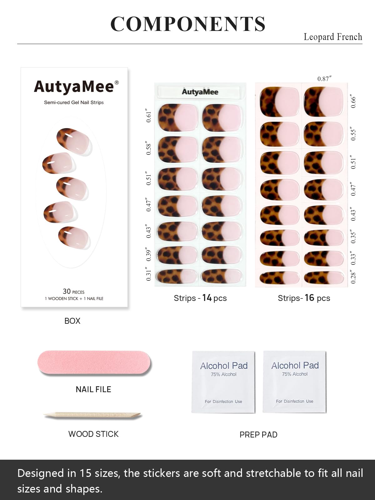 Model wearing leopard French semi-cured gel nail strips