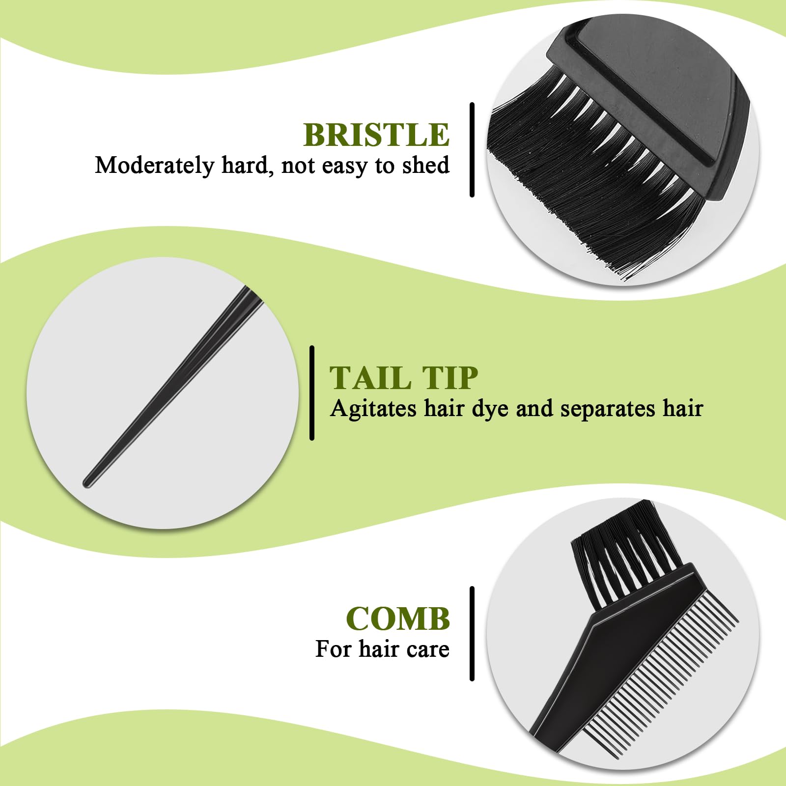 Close up of professional black hair coloring tint brushes