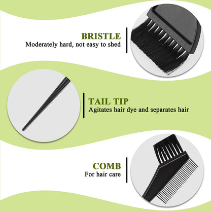 Close up of professional black hair coloring tint brushes