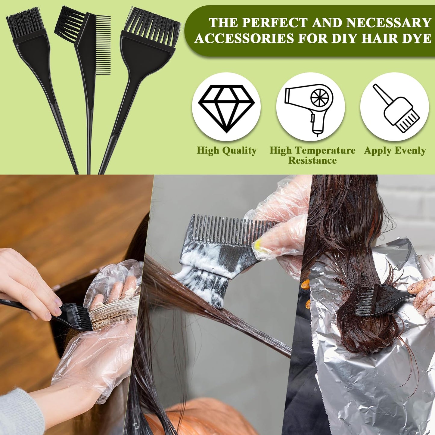 Durable plastic hair tinting brushes for hair styling and coloring