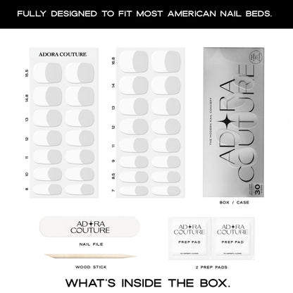 White french tip gel nail wraps with nail file and stick