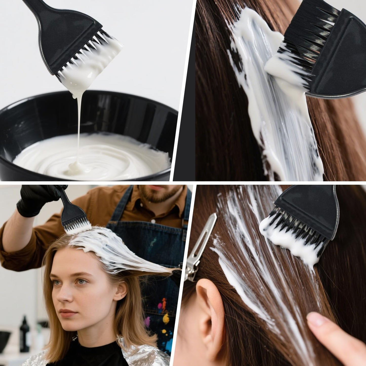 Black plastic reusable hair dye brushes for men and women