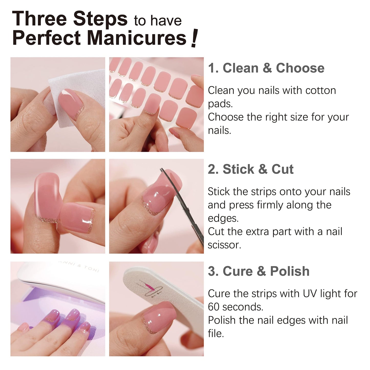 Lily Grace classic French design shiny gel nail stickers