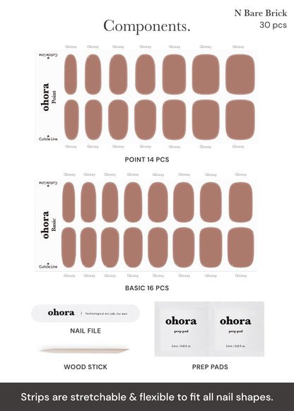Applying Ohora gel nail strips using a wooden stick