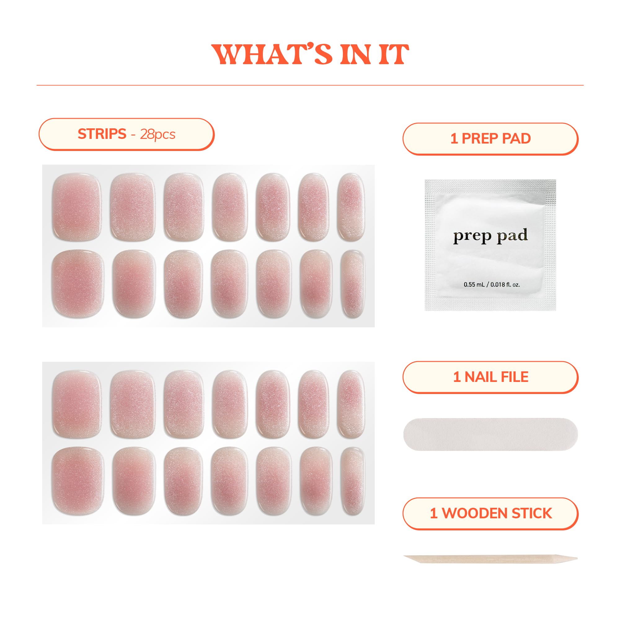 Heyhae gel nail strips being applied to fingernails