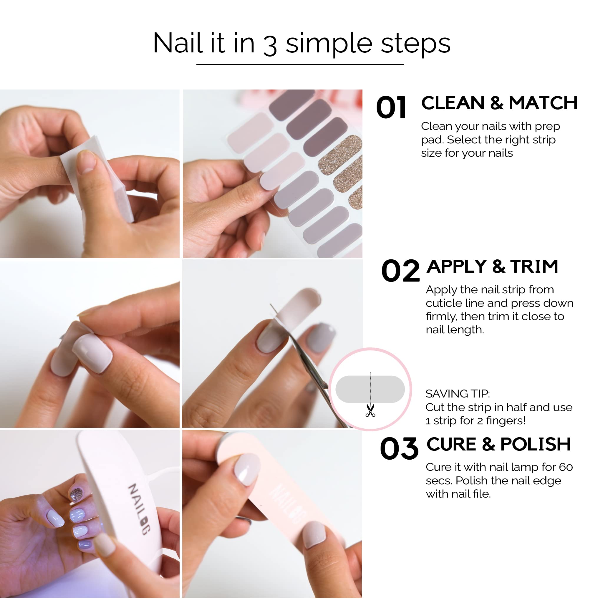 Detailed view of assorted sizes of green gel nail stickers