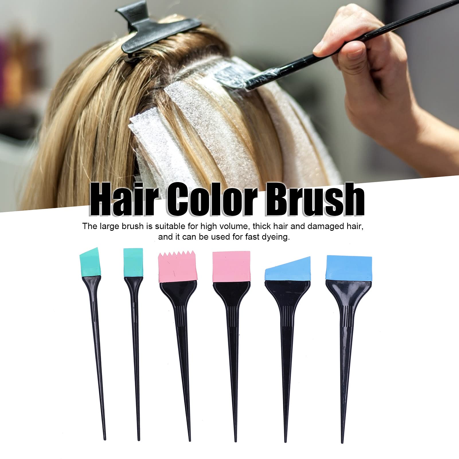 Six professional silicone brushes for hair coloring and bleaching