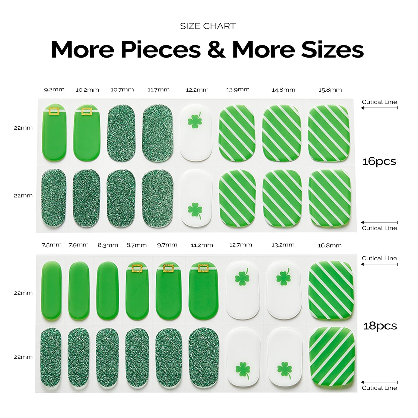 Professional salon quality finish of Irish pride nail art wraps