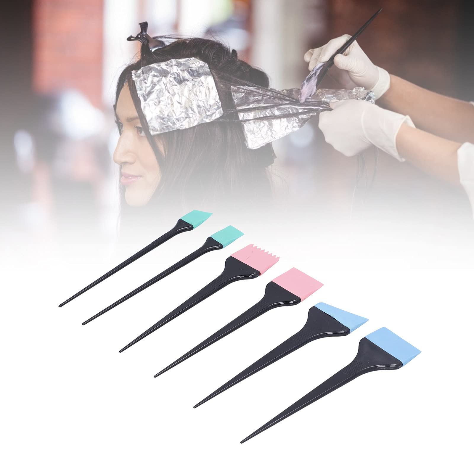 Professional hair dye kit with six silicone brushes in various sizes