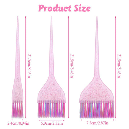 Close up of glitter hair dye brush bristles