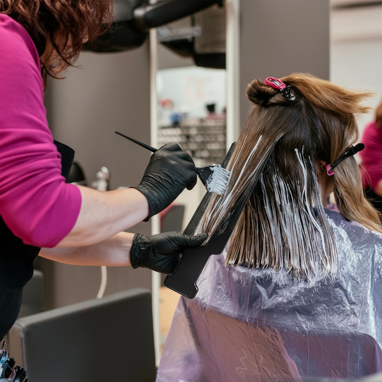 Black hair coloring tools set for professional balayage