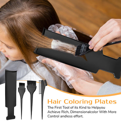 Set of hair dye brushes and highlighting boards for salon use