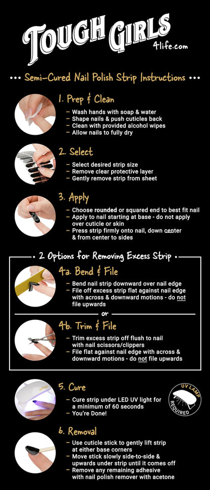 Top view of Tough Girls nail strip set packaging