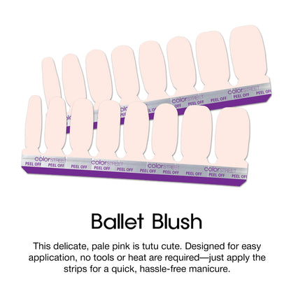 Close up of Color Street Ballet Blush pale pink nail finish