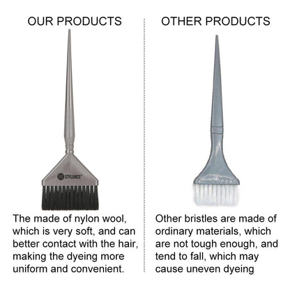 Silver finish hair coloring applicator brushes for salon use