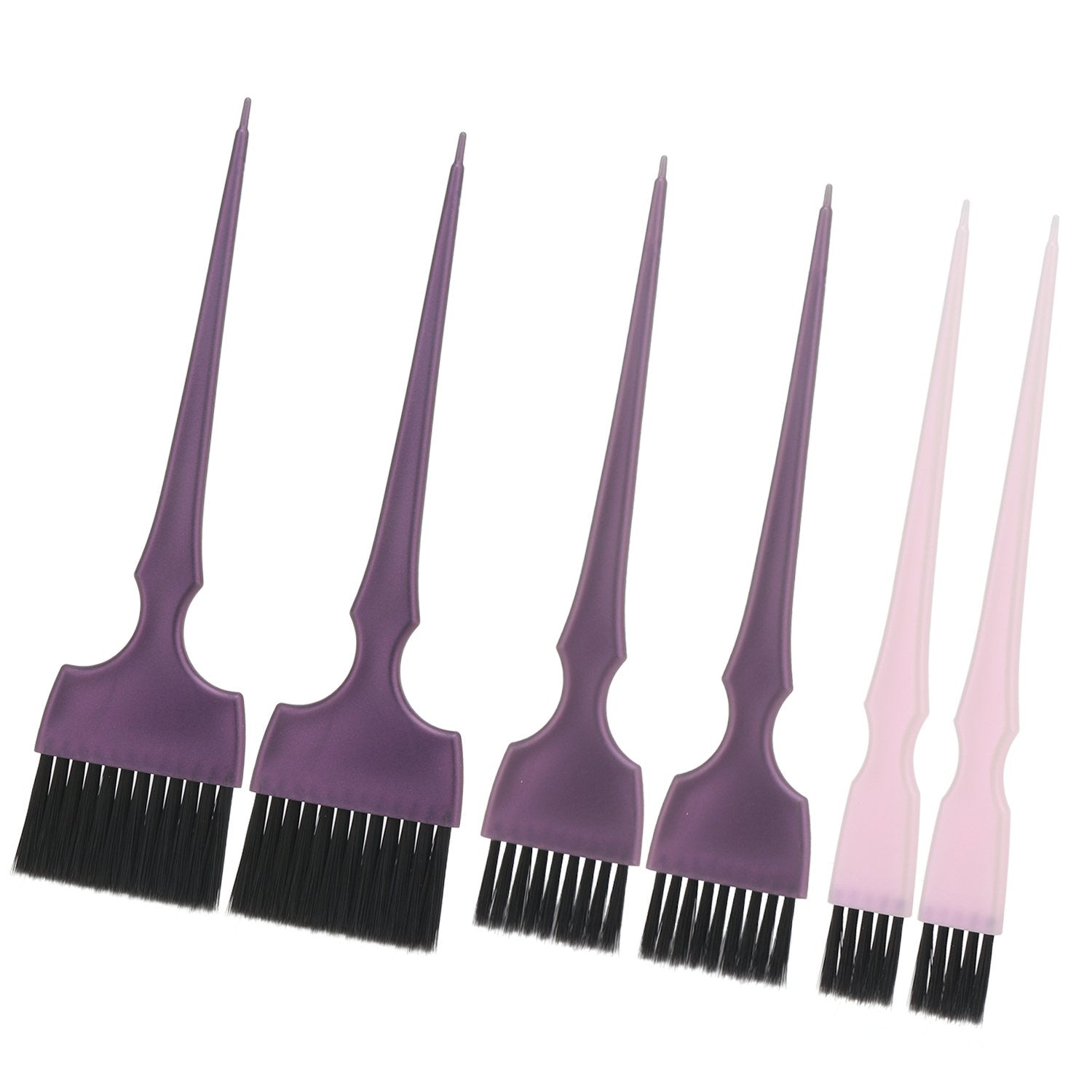 Professional tinting brushes with pointed handles for hair sectioning