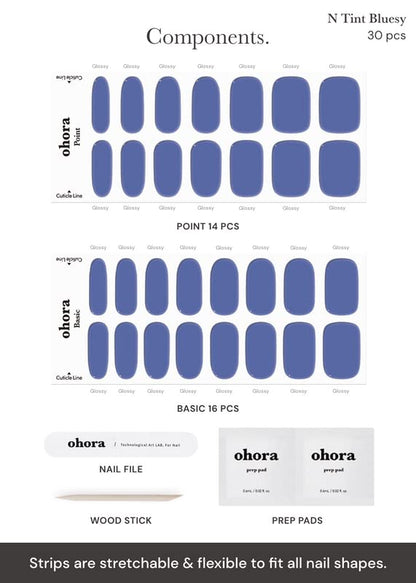 Detailed view of the 30 piece gel strip set sizing