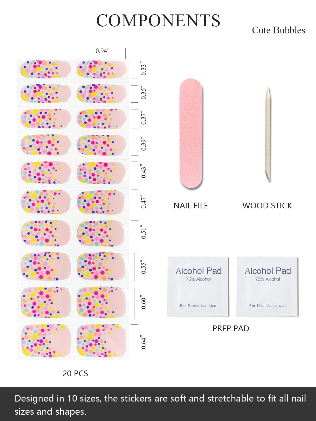 AutyaMee gel nail strips application kit with file and stick