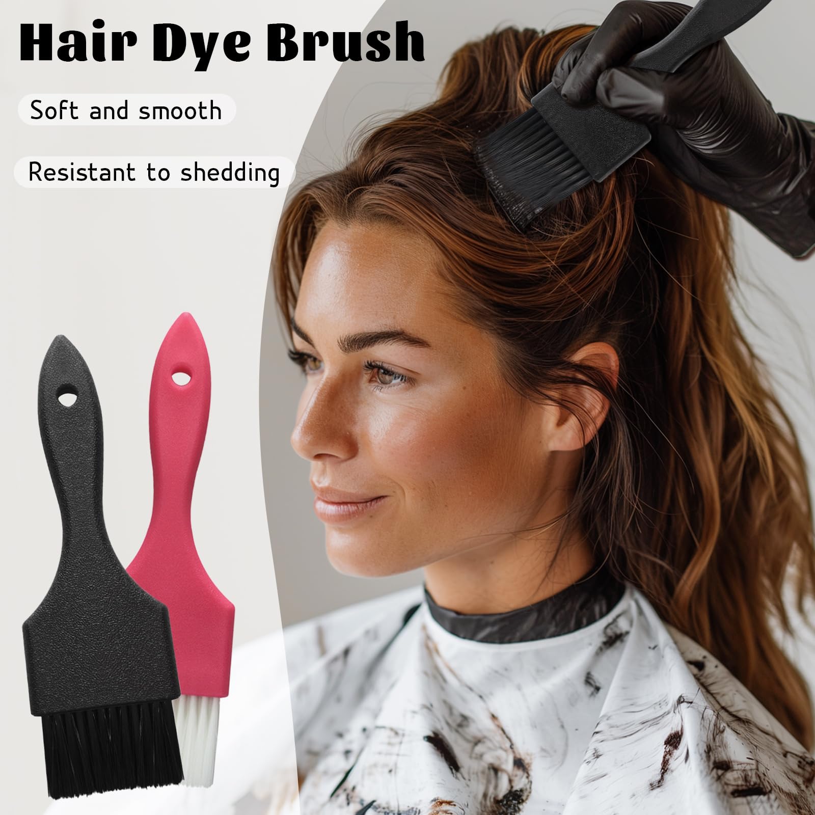 Black and pink hair dye brushes with ergonomic handles