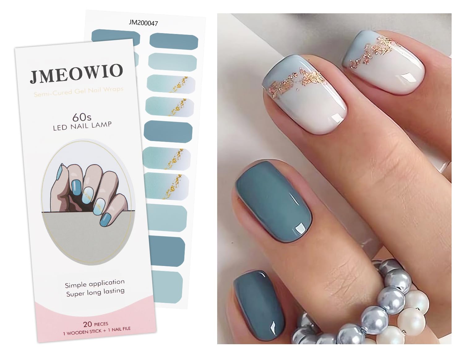 Model wearing jmeowio gel nail wraps with uv lamp